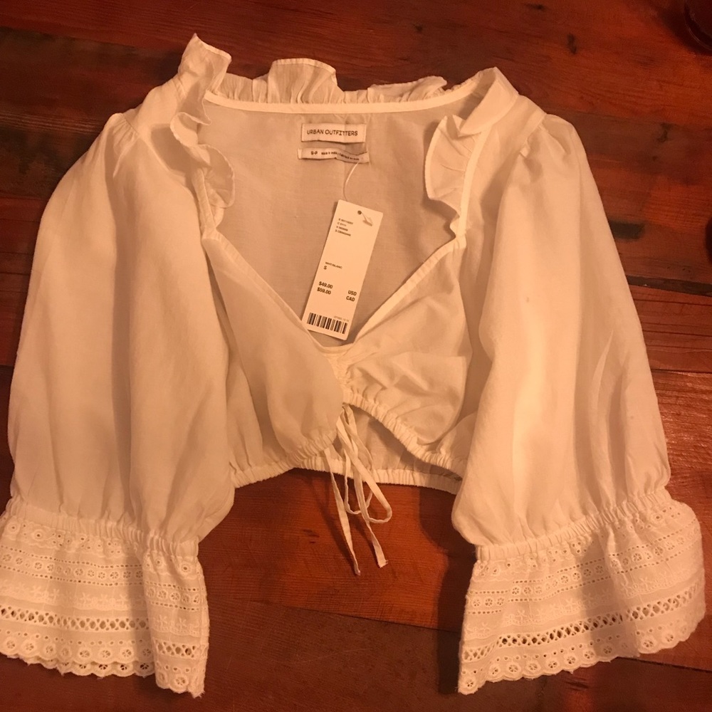 Urban Outfitters Crop Puff Sleeve Blouse sz sm